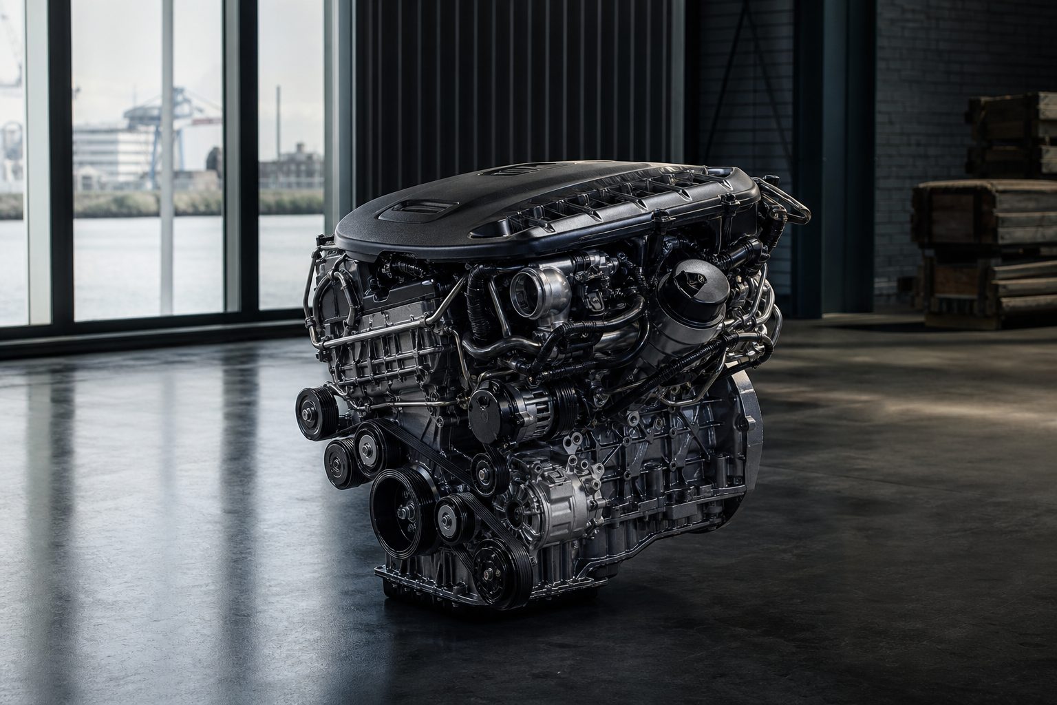 Moody close-up of a BMW engine — proof points before you purchase from Hamburg